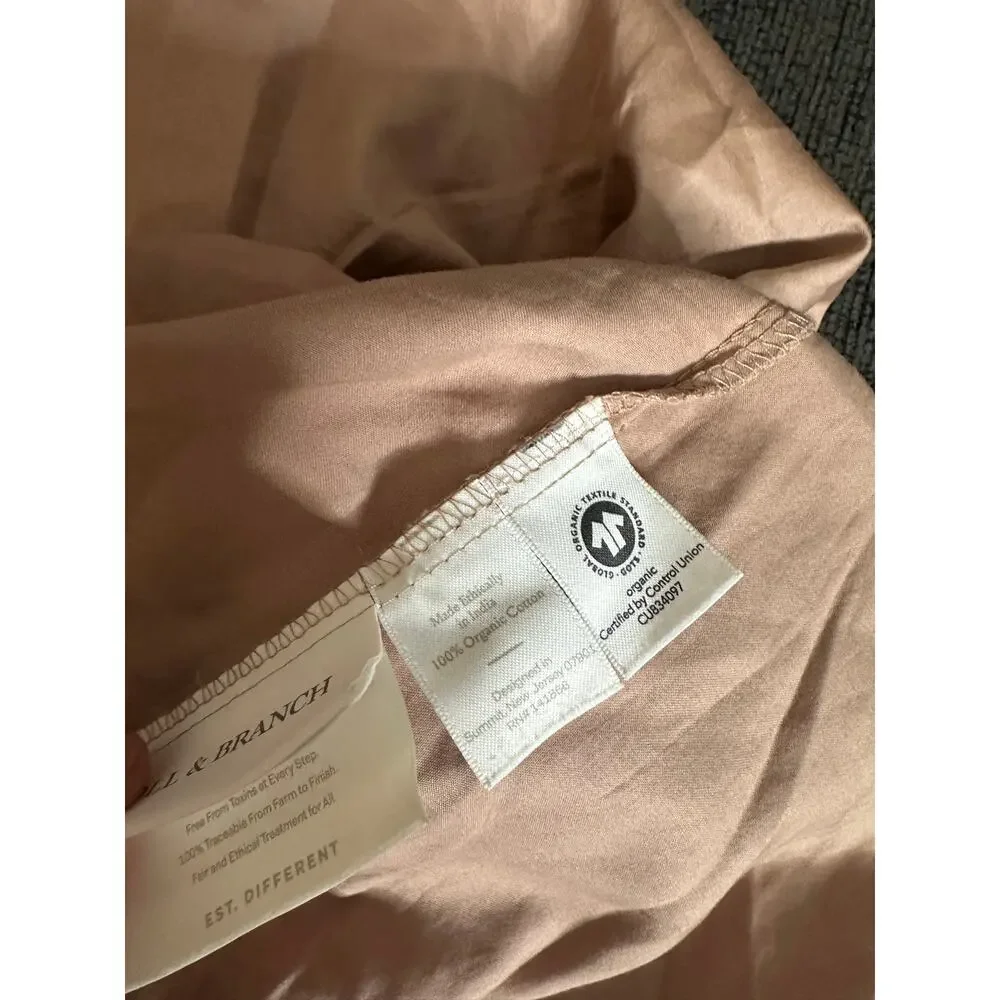 Boll & Branch Organic Cotton Fitted Flat Sheet Blush Pink Twin XL